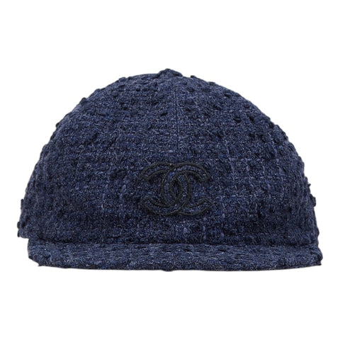 シャネル ココマーク キャップ サイズ：M ネイビー ツイード ウール レディース CHANEL 【中古】
