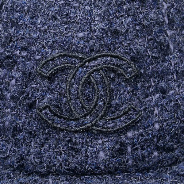 シャネル ココマーク キャップ サイズ：M ネイビー ツイード ウール レディース CHANEL 【中古】