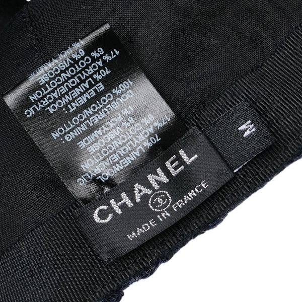 シャネル ココマーク キャップ サイズ：M ネイビー ツイード ウール レディース CHANEL 【中古】