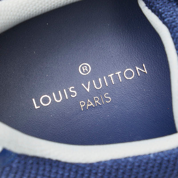 ルイ ヴィトン ダミエアンフィニ ランアウェイライン スニーカー サイズ：8（26.5cm） ブルー スウェード レザー メンズ LOUIS VUITTON 【中古】