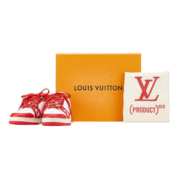 ルイ ヴィトン モノグラム LVトレイナーライン スニーカー サイズ：7 1/2（26cm） ホワイト レッド レザー メンズ LOUIS VUITTON 【中古】
