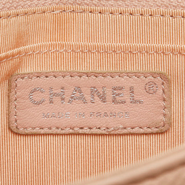 シャネル シェブロン ココマーク チェーン ショルダーバッグ ベージュ シルバー キャビアスキン レディース CHANEL 【中古】