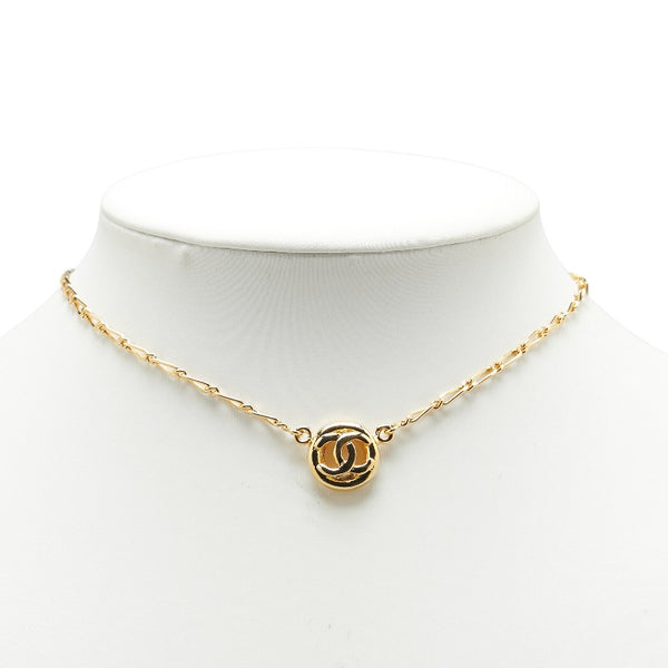 シャネル ココマーク ラウンド サークル ネックレス ゴールド メッキ レディース CHANEL 【中古】