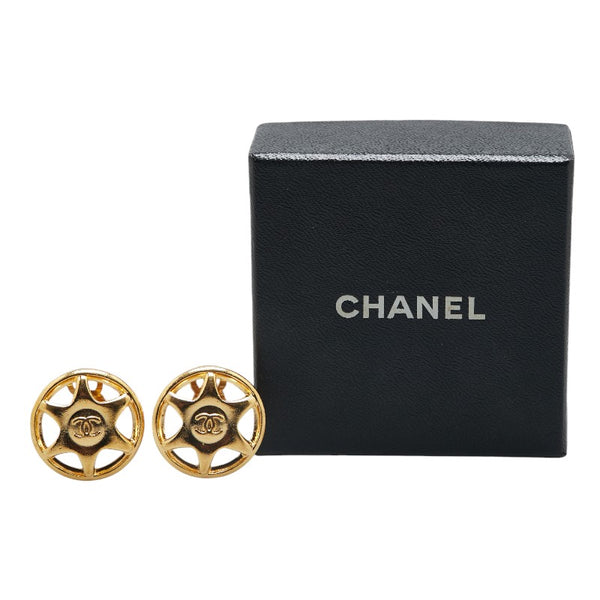 シャネル ヴィンテージ ココマーク 星 スター ラウンド サークル イヤリング ゴールド メッキ レディース CHANEL 【中古】