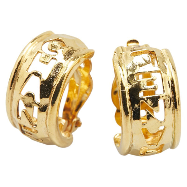 シャネル CHANEL ロゴ ハーフ フープ イヤリング ゴールド メッキ レディース CHANEL 【中古】