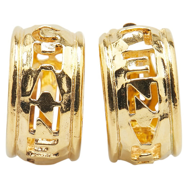 シャネル CHANEL ロゴ ハーフ フープ イヤリング ゴールド メッキ レディース CHANEL 【中古】