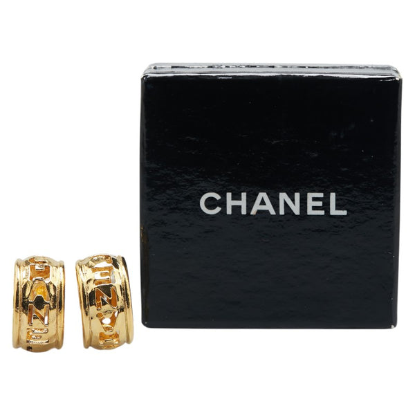 シャネル CHANEL ロゴ ハーフ フープ イヤリング ゴールド メッキ レディース CHANEL 【中古】