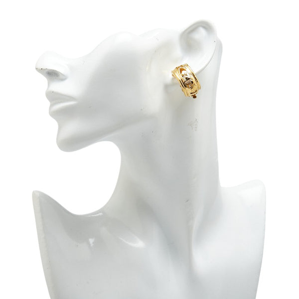 シャネル CHANEL ロゴ ハーフ フープ イヤリング ゴールド メッキ レディース CHANEL 【中古】