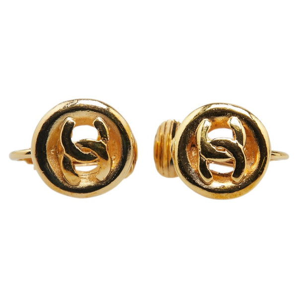 シャネル ココマーク ラウンド サークル イヤリング ゴールド メッキ レディース CHANEL 【中古】