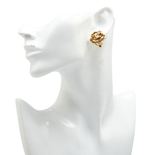 シャネル ココマーク 花 フラワー モチーフ イヤリング ゴールド メッキ レディース CHANEL 【中古】