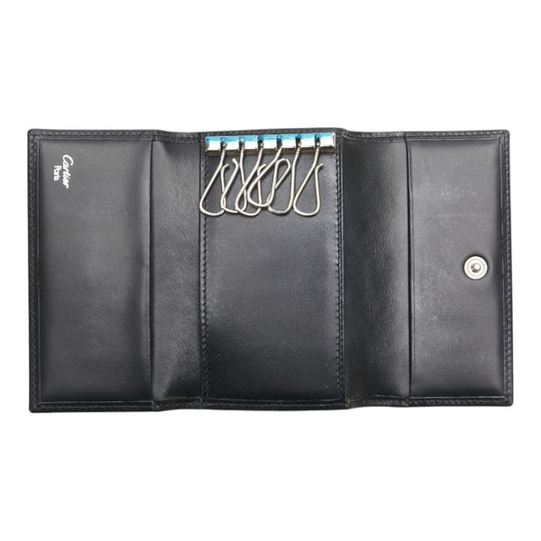 カルティエ マストライン キーケース 6連 ブラック レザー メンズ CARTIER 【中古】