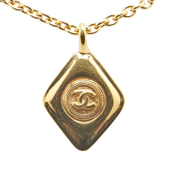 シャネル ココマーク ひし形 モチーフ ネックレス ゴールド メッキ レディース CHANEL 【中古】
