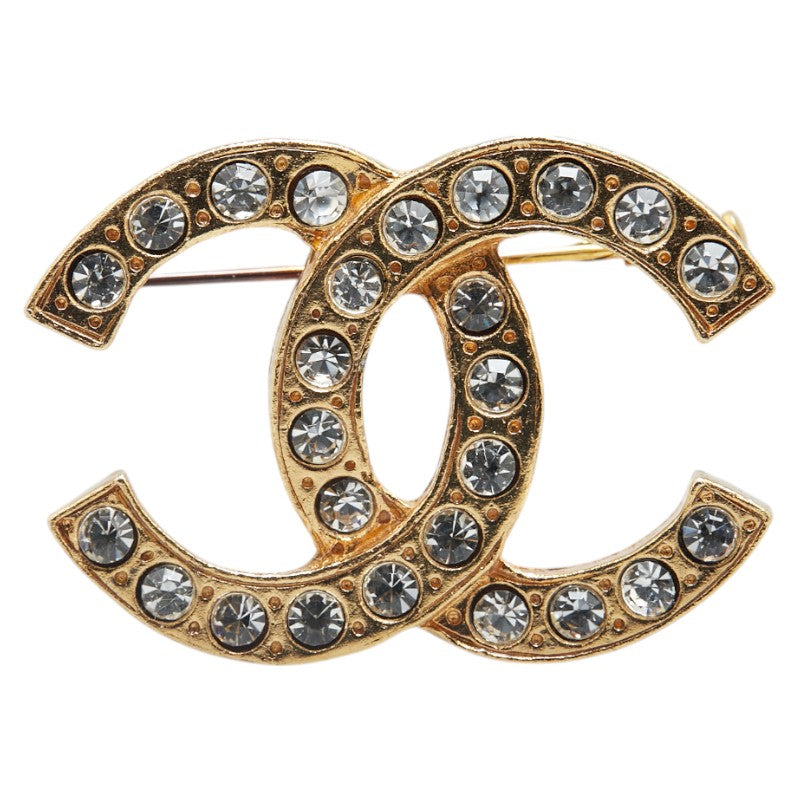 シャネル ココマーク ラインストーン ブローチ ゴールド メッキ レディース CHANEL 【中古】