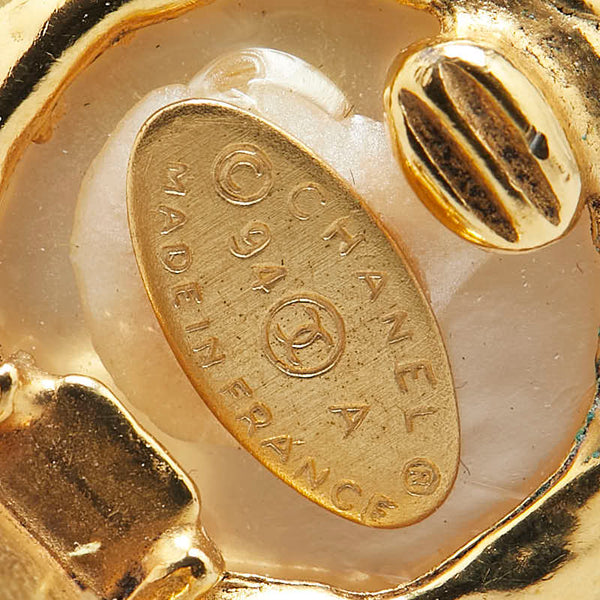 シャネル ヴィンテージ ココマーク スイング イヤリング ゴールド メッキ フェイクパール レディース CHANEL 【中古】