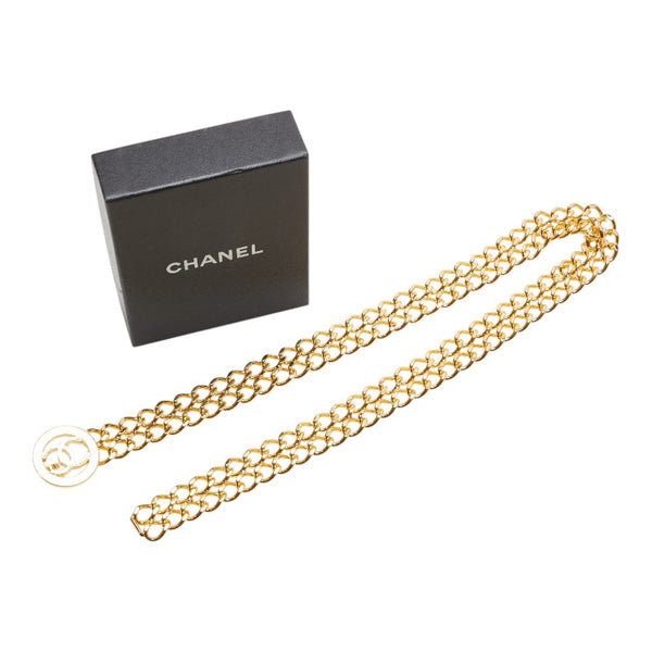 シャネル ココマーク ラウンド サークル ダブル チェーン ベルト ゴールド メッキ レディース CHANEL 【中古】