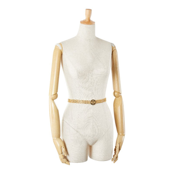 シャネル ココマーク ラウンド サークル ダブル チェーン ベルト ゴールド メッキ レディース CHANEL 【中古】