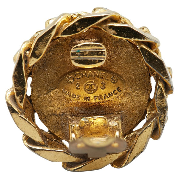 シャネル ココマーク ラインストーン ラウンド  イヤリング ゴールド メッキ レディース CHANEL 【中古】