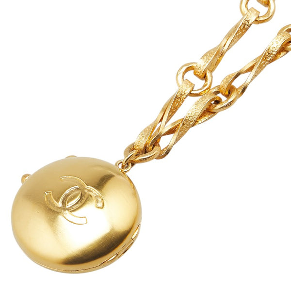 シャネル ヴィンテージ ココマーク ラウンド ロケットペンダント ミラー ネックレス ゴールド メッキ レディース CHANEL 【中古】