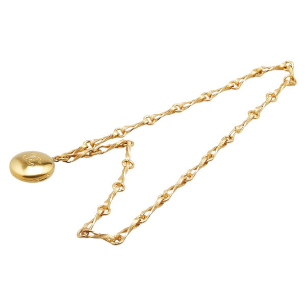 シャネル ヴィンテージ ココマーク ラウンド ロケットペンダント ミラー ネックレス ゴールド メッキ レディース CHANEL 【中古】