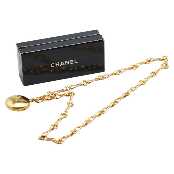 シャネル ヴィンテージ ココマーク ラウンド ロケットペンダント ミラー ネックレス ゴールド メッキ レディース CHANEL 【中古】