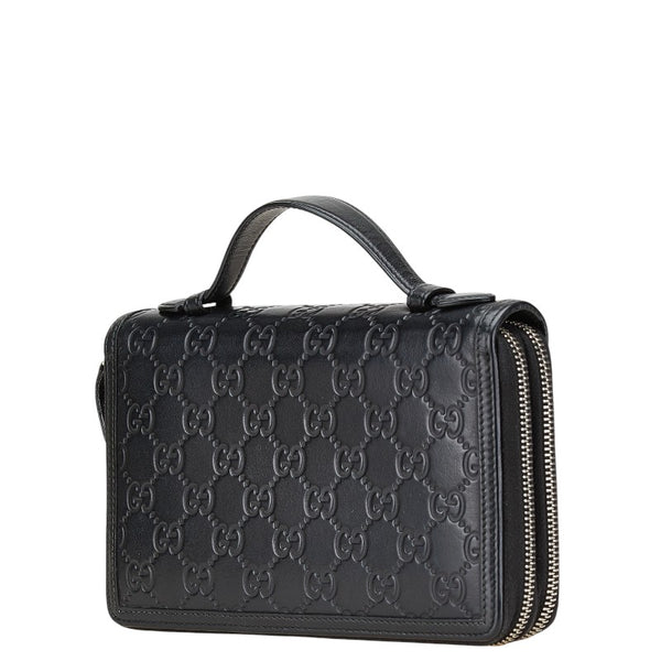 グッチ グッチシマ トラベルケース 長財布 ラウンドファスナー 395474 ブラック レザー メンズ GUCCI 【中古】