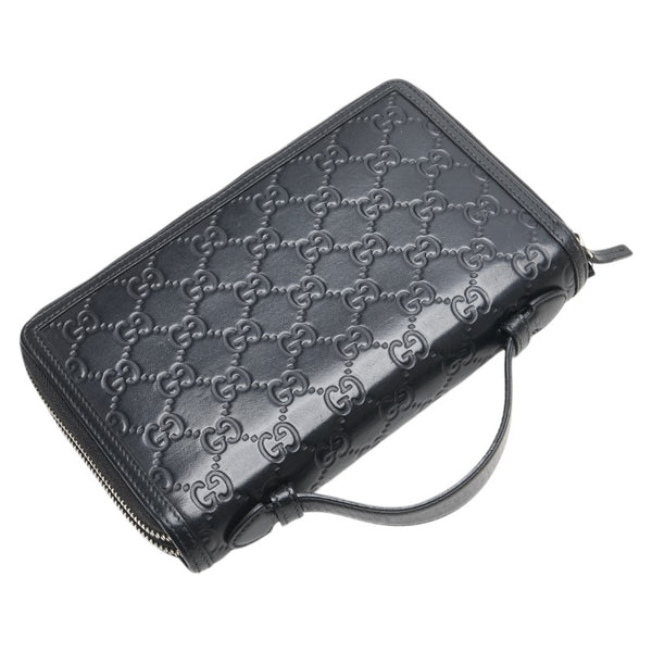 グッチ グッチシマ トラベルケース 長財布 ラウンドファスナー 395474 ブラック レザー メンズ GUCCI 【中古】