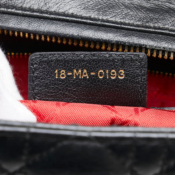 ディオール カナージュ レディディオール ラージ ハンドバッグ ブラック ラムスキン レディース Dior 【中古】