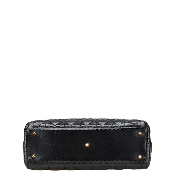 ディオール カナージュ レディディオール ラージ ハンドバッグ ブラック ラムスキン レディース Dior 【中古】