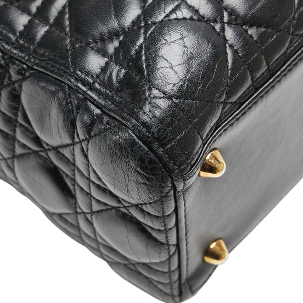 ディオール カナージュ レディディオール ラージ ハンドバッグ ブラック ラムスキン レディース Dior 【中古】