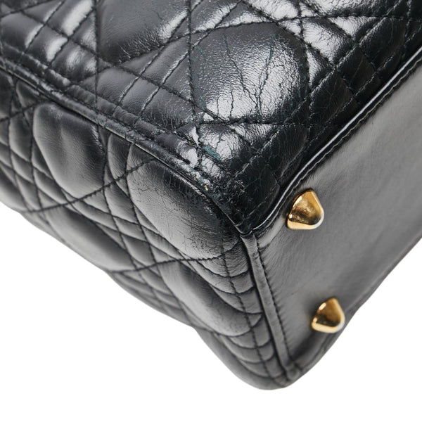 ディオール カナージュ レディディオール ラージ ハンドバッグ ブラック ラムスキン レディース Dior 【中古】