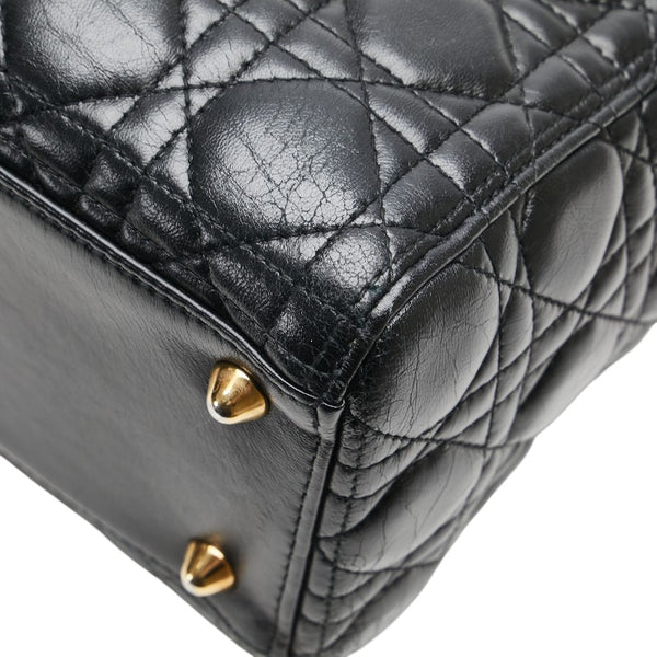 ディオール カナージュ レディディオール ラージ ハンドバッグ ブラック ラムスキン レディース Dior 【中古】