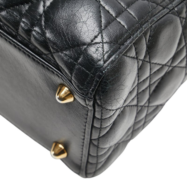 ディオール カナージュ レディディオール ラージ ハンドバッグ ブラック ラムスキン レディース Dior 【中古】