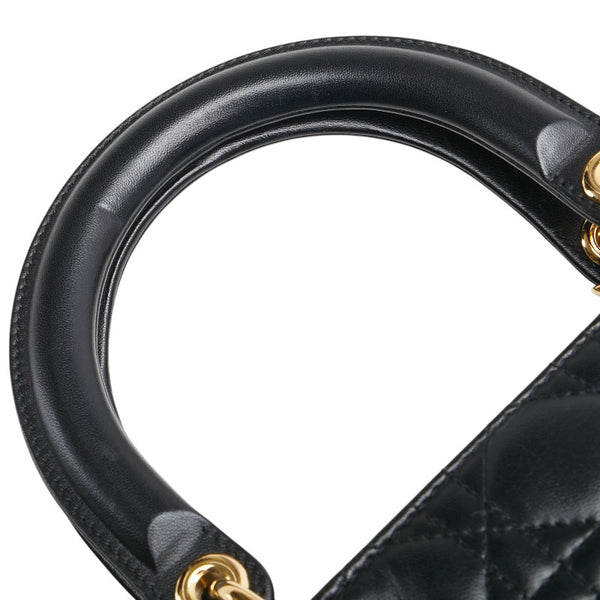 ディオール カナージュ レディディオール ラージ ハンドバッグ ブラック ラムスキン レディース Dior 【中古】