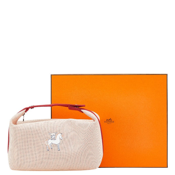 エルメス ブリッドアブラックGM ガブリオル ハンドバッグ テラコッタ オレンジ ホワイト レッド トワルアッシュ レディース HERMES 【中古】