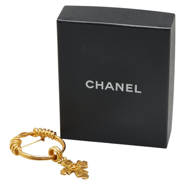 シャネル ヴィンテージ ココマーク クロス 十字架 ブローチ ゴールド メッキ レディース CHANEL 【中古】