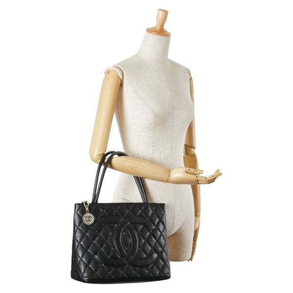 シャネル マトラッセ 復刻トート ココマーク トートバッグ ブラック キャビアスキン レディース CHANEL 【中古】
