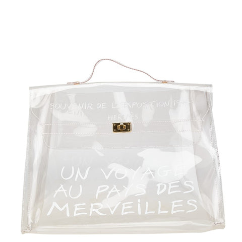 エルメス ビニールケリー 不思議の国 エルメスへの旅展 ハンドバッグ クリア ビニール レディース HERMES 【中古】