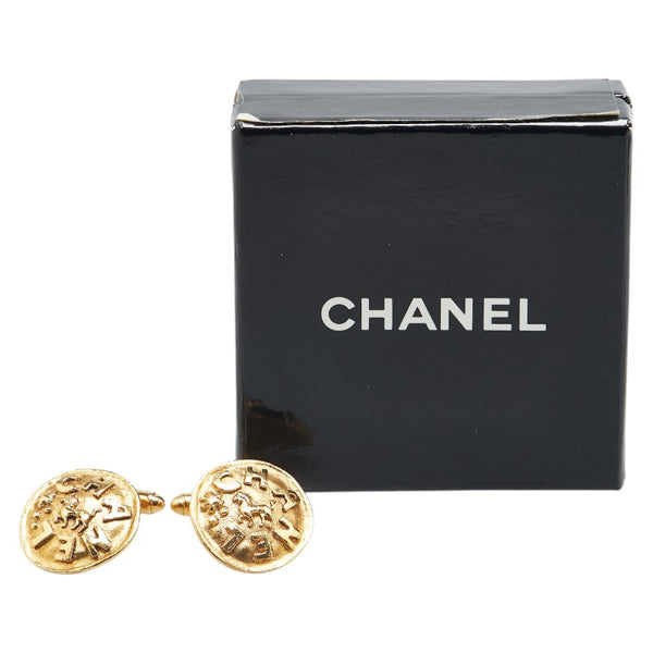 シャネル ヴィンテージ ライオン ロゴ カフス ゴールド メッキ レディース CHANEL 【中古】