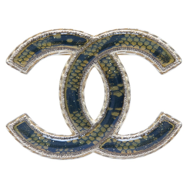 シャネル ココマーク パイソン ブローチ ゴールド ブラック メッキ レジン レディース CHANEL 【中古】