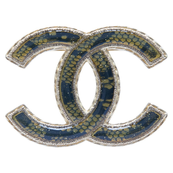 シャネル ココマーク パイソン ブローチ ゴールド ブラック メッキ レジン レディース CHANEL 【中古】