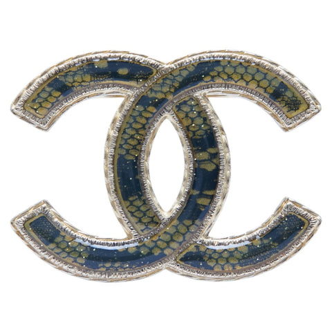 シャネル ココマーク パイソン ブローチ ゴールド ブラック メッキ レジン レディース CHANEL 【中古】