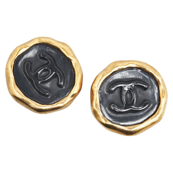 シャネル ヴィンテージ ココマーク イヤリング ゴールド ブラック メッキ プラスチック レディース CHANEL 【中古】
