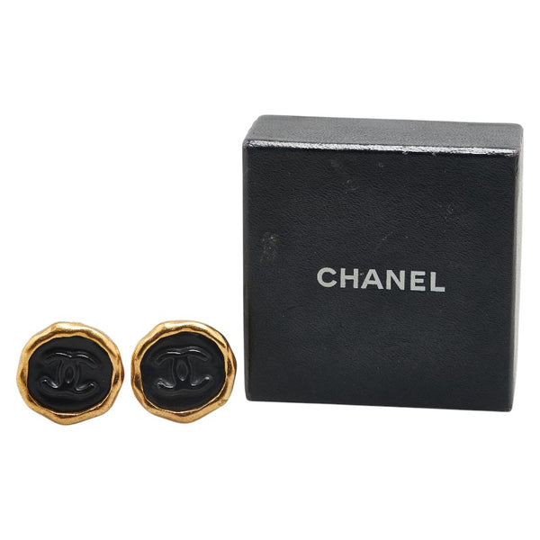 シャネル ヴィンテージ ココマーク イヤリング ゴールド ブラック メッキ プラスチック レディース CHANEL 【中古】