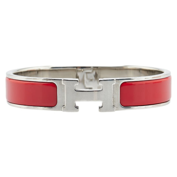エルメス クリックH PM ブレスレット シルバー レッド メタル レディース HERMES 【中古】