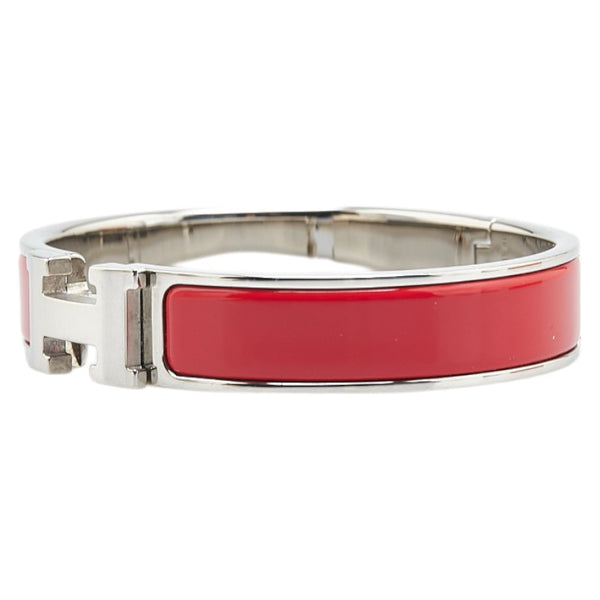エルメス クリックH PM ブレスレット シルバー レッド メタル レディース HERMES 【中古】