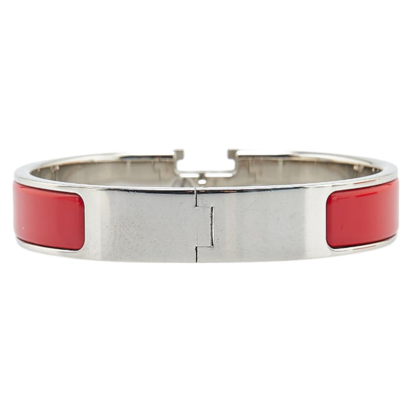 エルメス クリックH PM ブレスレット シルバー レッド メタル レディース HERMES 【中古】