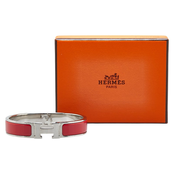エルメス クリックH PM ブレスレット シルバー レッド メタル レディース HERMES 【中古】