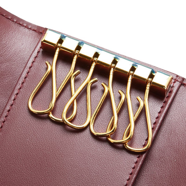 カルティエ マストライン キーケース 6連 ワインレッド レザー レディース CARTIER 【中古】