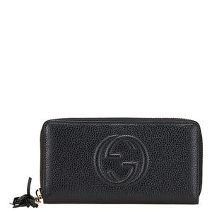 グッチ ソーホー ラウンドファスナー 長財布 598187 ブラック レザー レディース GUCCI 【中古】