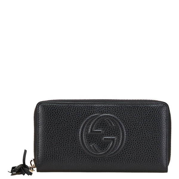 グッチ ソーホー ラウンドファスナー 長財布 598187 ブラック レザー レディース GUCCI 【中古】